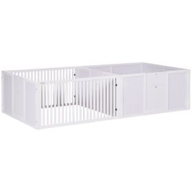 PawHut Wooden Whelping Box for Dogs, Adjustable Entrance, Large Puppy Playpen, 81" x 39" x 20", White